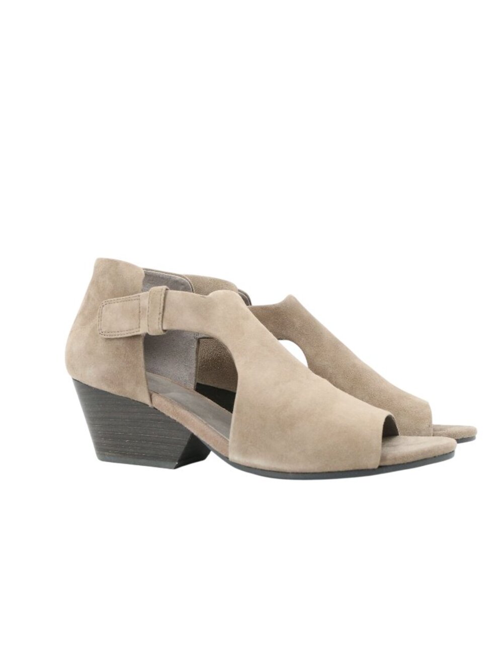 Eileen Fisher Shadow Suede Iris Open Toe Wedge Heeled Sandals 10